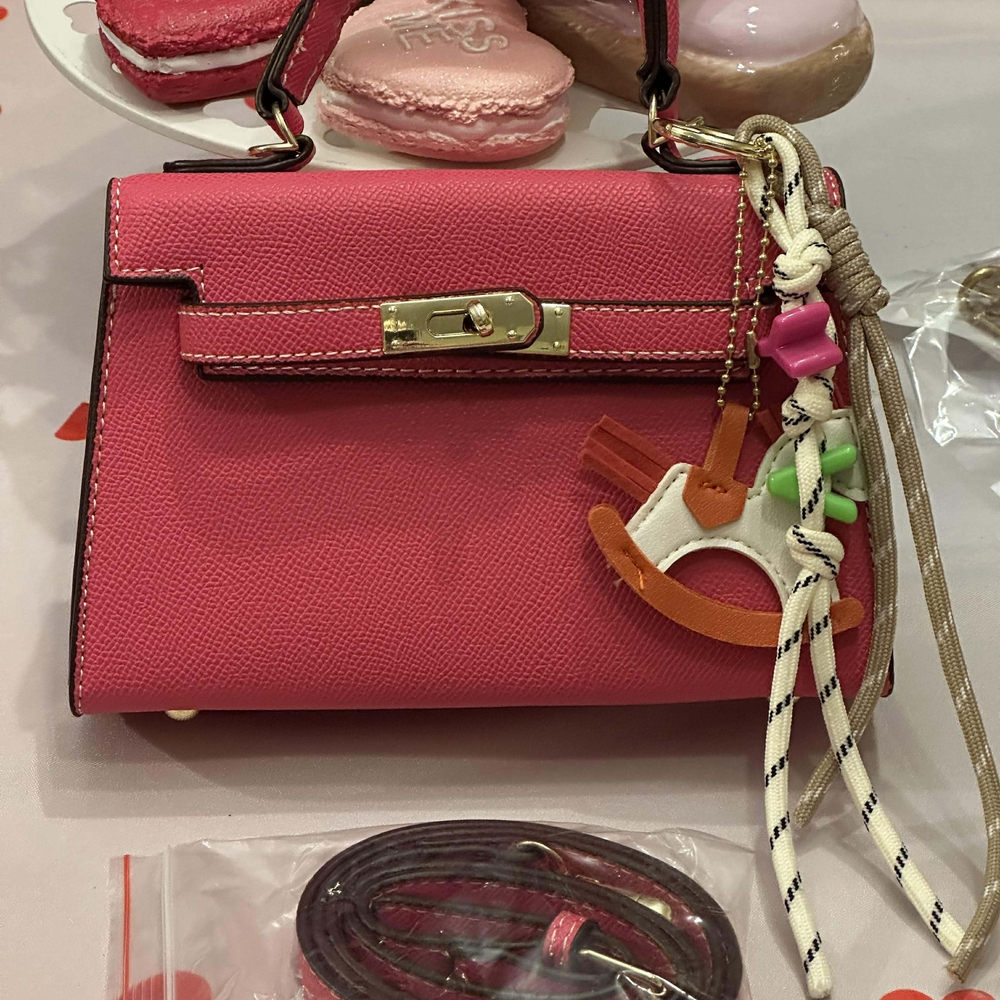 Chic Pink Mini Bag with Playful Charms